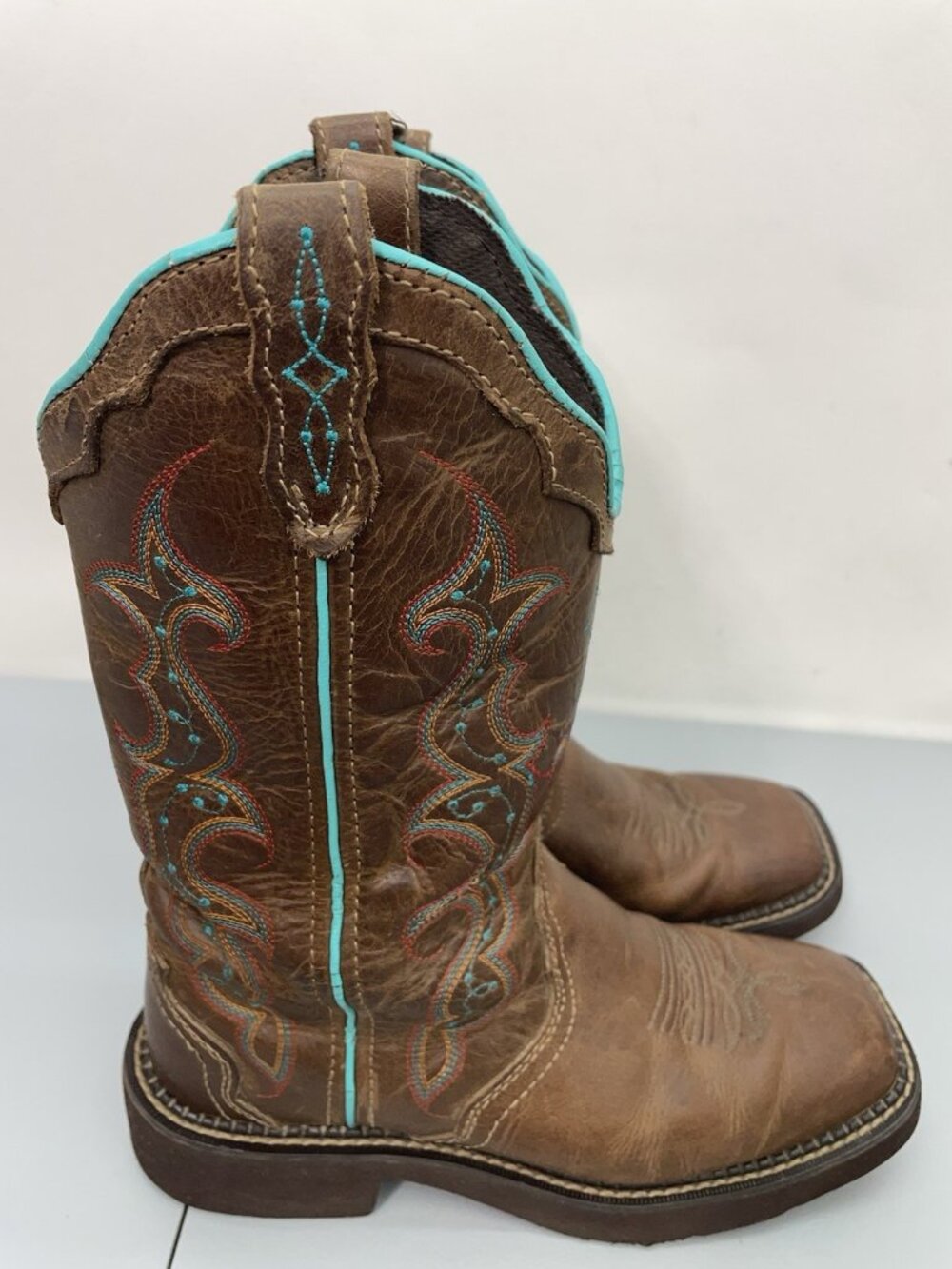 Justin Gypsy Raya Cowboy Boots Western Square Toe Distressed Brown Womens 7 - Picture 3 of 16
